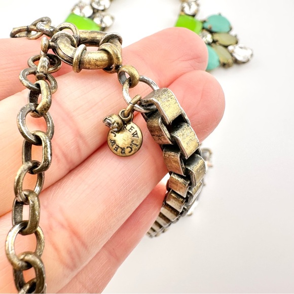 J Crew Necklace, Statement with Lime Green and Turquoise Rhinestones - Picture 9 of 9
